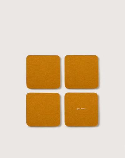 Graf & Lantz Graf Lantz Bierfilzl Merino Wool Square Coaster Multi 4 Pack In Turmeric