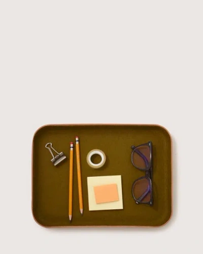 Graf & Lantz Graf Lantz Kawabon Leather/merino Wool Large Tray In Golden Moss Vachetta