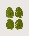 Graf & Lantz Graf Lantz Merino Wool Monstera Coaster Solid 4 Pack In Loden Green