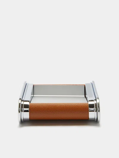 Graf Von Faber-castell Epsom Leather Notelet Box  Abask Luxury Gift In Brown