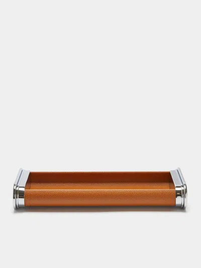 Graf Von Faber-castell Epsom Leather Pen Tray  Abask Luxury Gift In Brown
