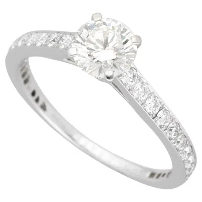 Pre-owned Graff 0.58ct J-vvs1-ex Round Diamond Platinum Frame Ring, Us 5 In Multi