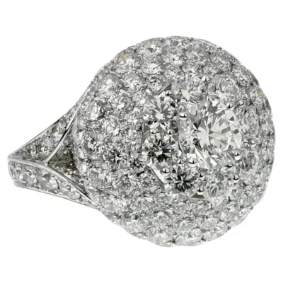 Pre-owned Graff 10.08ct Bombe Diamond 18k White Gold Cocktail Ring Sz 4 3/4