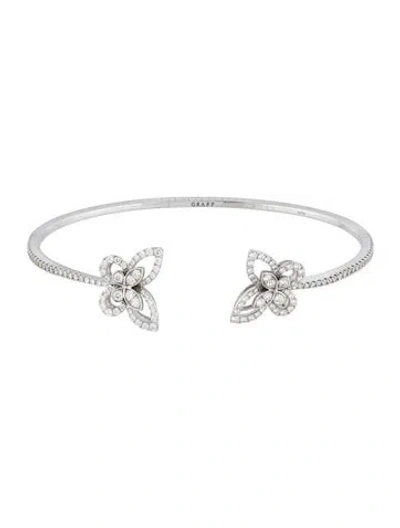 Pre-owned Graff 18k Diamond Butterfly Silhouette Cuff Bracelet, 7.5" In Multicolor
