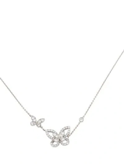 Pre-owned Graff 18k Diamond Double Butterfly Silhouette Pendant Necklace, 18" In Multicolor