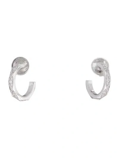 Pre-owned Graff 18k Diamond Signature Pavé Hoop Earrings In Multi