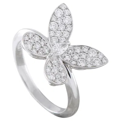 Pre-owned Graff 18k White Gold 0.55ct Diamond Pav Butterfly Ring