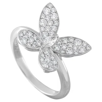 Pre-owned Graff 18k White Gold 0.55ct Diamond Pav Butterfly Ring