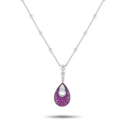 Graff 18k White Gold 3.02ct Diamond And Pink Sapphire Necklace Gr04-011625