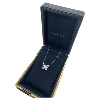 Pre-owned Graff 18k White Gold Butterfly Silhouette Diamond Pendant Necklace