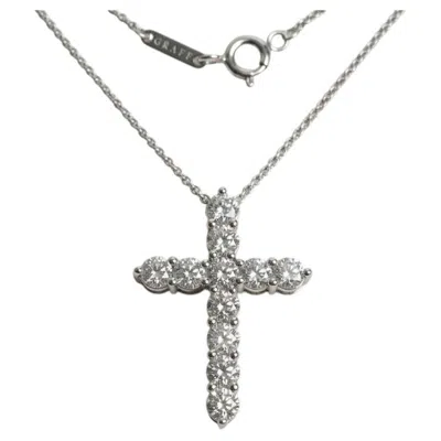 Pre-owned Graff 2 Carat Round Diamond Cross Pendant Necklace In 18k White Gold