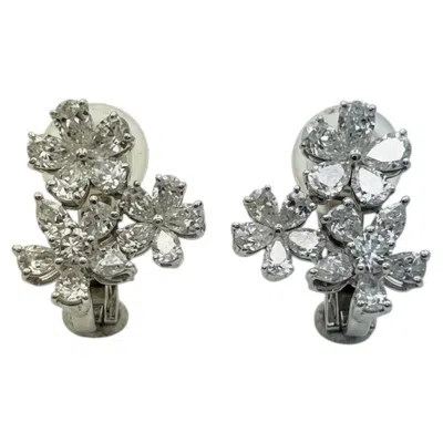 Pre-owned Graff 4 Carat Diamond Wildflower Pear Shape 18k White Gold Stud Earrings