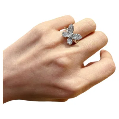 Pre-owned Graff Butterfly 18k White Gold Pavé Diamond Ring Size 47
