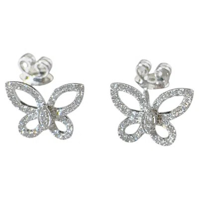 Pre-owned Graff Butterfly Illusion Small Full Pave Diamond Stud Earrings In Multiple