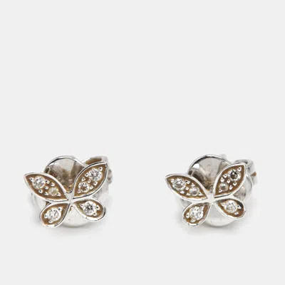 Pre-owned Graff Butterfly Pavé Diamond 18k White Gold Small Stud Earrings