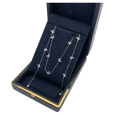 Pre-owned Graff Butterfly Silhouette 18k White Gold & Pavé Diamond Long Necklace