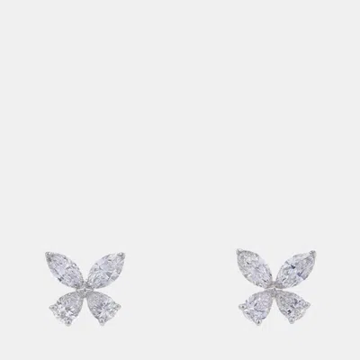 Pre-owned Graff Classic Butterfly 18k White Gold Diamond Earrings