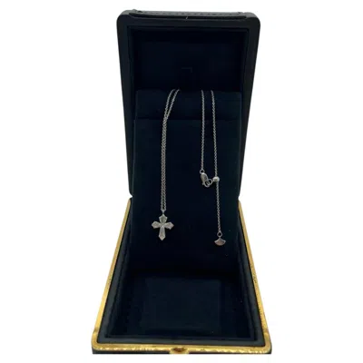Pre-owned Graff Classic Cross Motif Round Diamond Small Pendant Necklace 18k White Gold