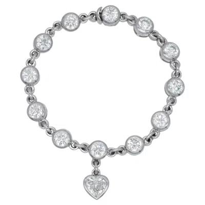 Pre-owned Graff Diamond Heart Charm Bracelet In Platinum. In Multi