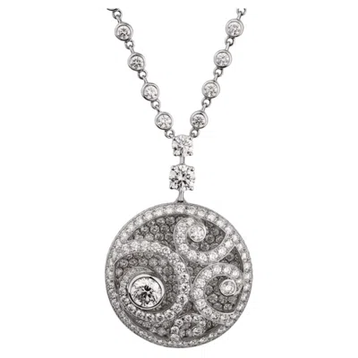 Pre-owned Graff Diamond On Diamond Pendant Drop 18k White Gold Necklace