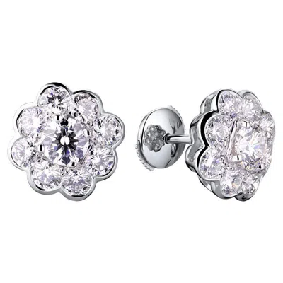 Pre-owned Graff Earrings  Platinum & White Gold White Round Diamond Cluster