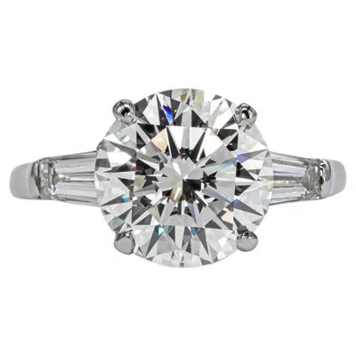 Pre-owned Graff Gia 3.54 Carat H Vs1 Round Brilliant Cut Diamond Platinum Three-stone Ring In Multi