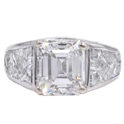 Pre-owned Graff Gia Certified Emerald Cut 4.03 Carat Diamond Fancy Cut Diamond Set Ring In Green