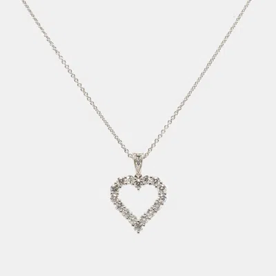 Pre-owned Graff Heart Silhouette Diamond 18k White Gold Necklace