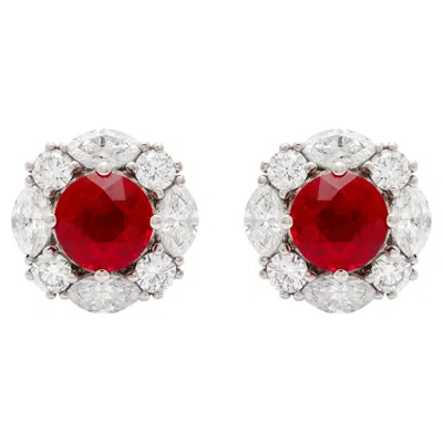 Pre-owned Graff High Jewellery White Gold Ruby & Diamond Earrings
