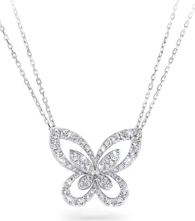 Graff Large White Gold And Diamond Butterfly Necklace In Metallic
