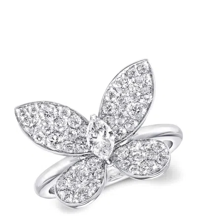 Graff Mini White Gold And Diamond Butterfly Ring