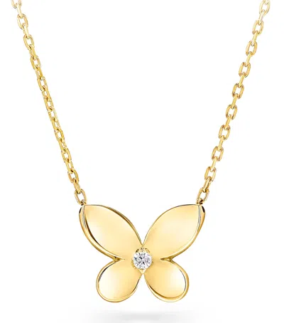 Graff Mini Yellow Gold And Diamond Butterfly Necklace