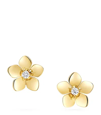 Graff Mini Yellow Gold And Diamond Wild Flower Earrings