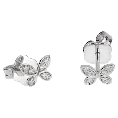 Pre-owned Graff Pave Butterfly Diamond Mini Stud Earrings 18k White Gold