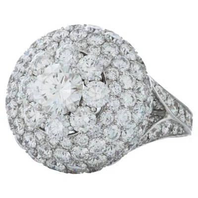 Pre-owned Graff Pave Diamond Bombe Ring In 18kwg With 1.00ct G/vvs2 Round Diamond Center In Multi