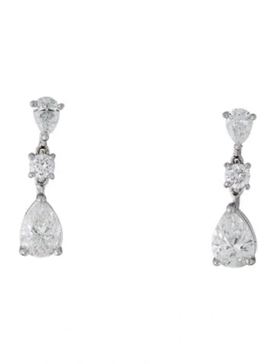 Pre-owned Graff Platinum 2.29ctw Diamond Drop Earrings In Multicolor