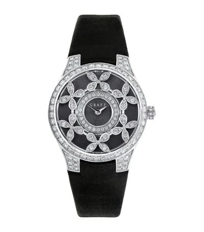Graff Platinum And Diamond Classic Butterfly Watch In Black