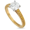 GRAFF PRE-OWNED GRAFF 18K YELLOW GOLD 1.27 CT YELLOW AND WHITE DIAMOND RING