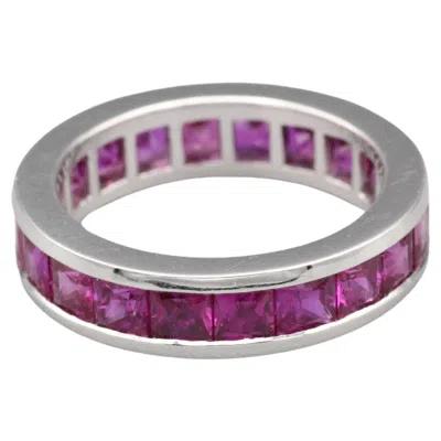 Pre-owned Graff Princess-cut Ruby And Platinum Band In Multi