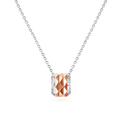Graff Rose Gold, White Gold And Diamond Lg Signature Pendant Necklace In Metallic
