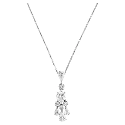 Pre-owned Graff Round And Pear Shape Diamond Drop Pendant On Chain In Multi