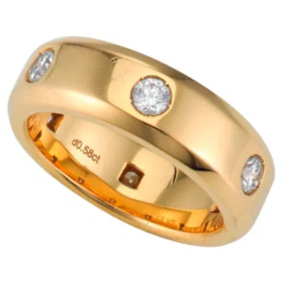 Pre-owned Graff Round Brilliant Diamond Full Eternity Wedding Band Ring Yellow Gold, 2000s