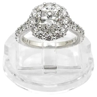 Pre-owned Graff Round Diamond 1.40 Cts H Vvs2 Halo Engagement Ring 18k White Gold Gia Coa