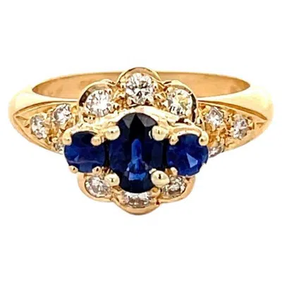 Pre-owned Graff Sapphire & Diamond Ring 18k Yellow Gold