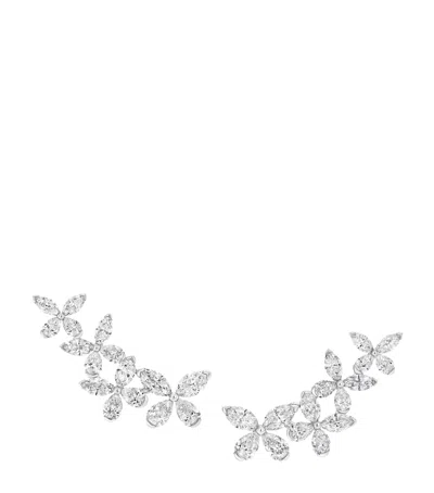 Graff Small White Gold And Diamond Butterfly Earrings