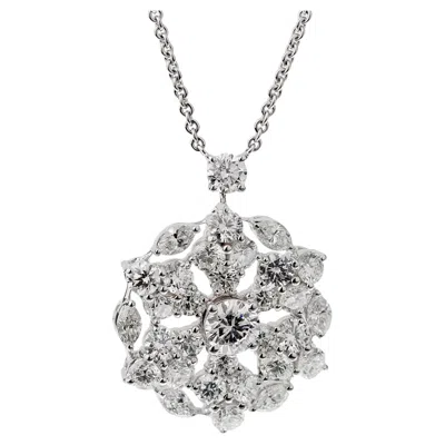 Pre-owned Graff Snowflake 6.67ct Diamond 18k White Gold Necklace