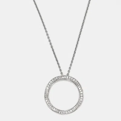 Pre-owned Graff Spiral Pave Diamonds 18k White Gold Medium Model Pendant Necklace