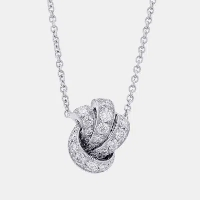 Pre-owned Graff Tilda's Bow Pave 18k White Gold Diamond Pendant Necklace