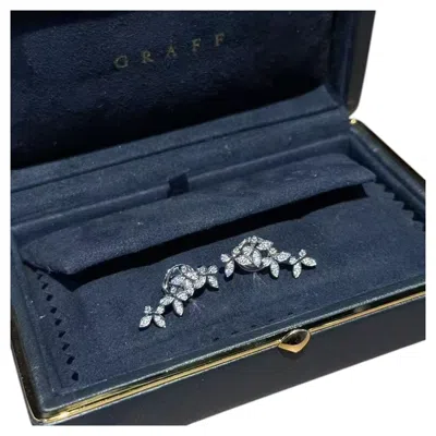 Pre-owned Graff Triple Butterfly Silhouette Pavé Diamond 18k White Gold Earrings