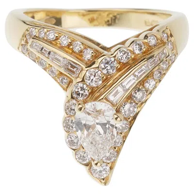 Pre-owned Graff Vintage 18k Yellow Gold Diamond Cocktail Ring 1980s